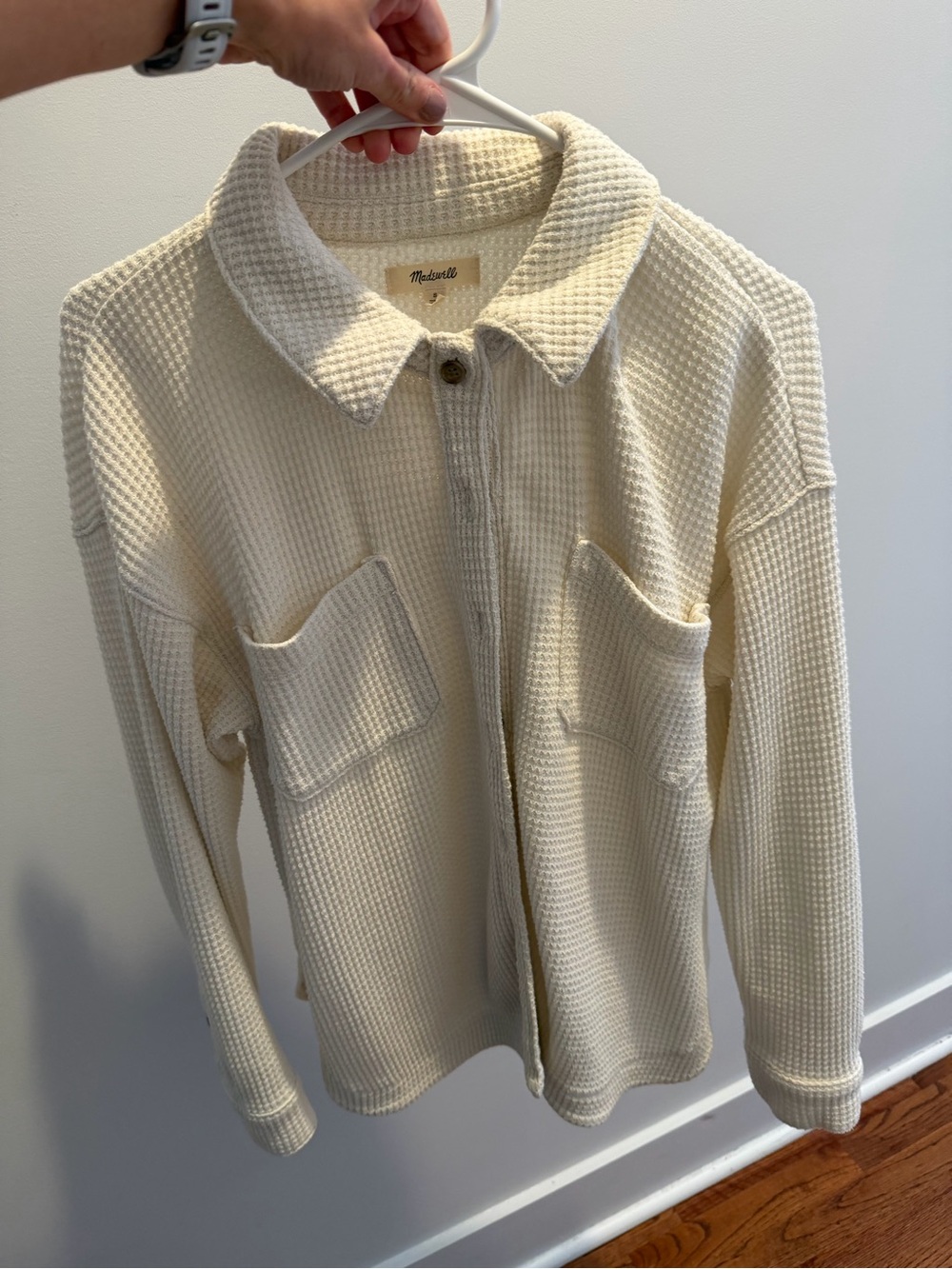 Madewell Cream Waffle-Knit Utility Jacket